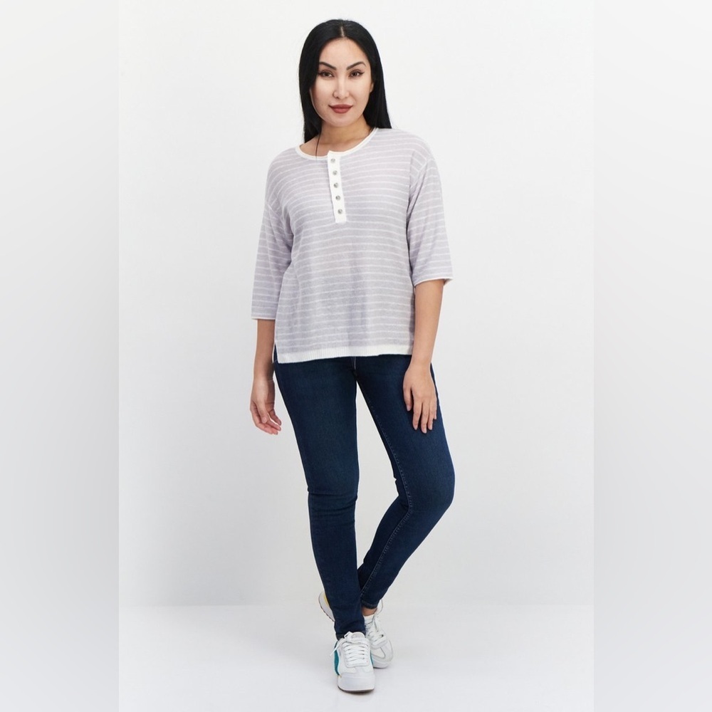 Gentle Fawn Linen Blend Stripe Blouse | Size Small